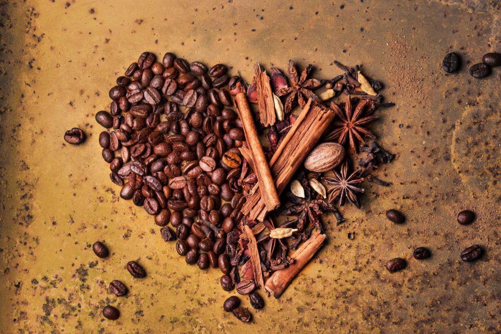 coffee beans forming heart